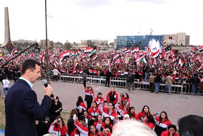 Photo of Video-Assad visits Syrian support rally