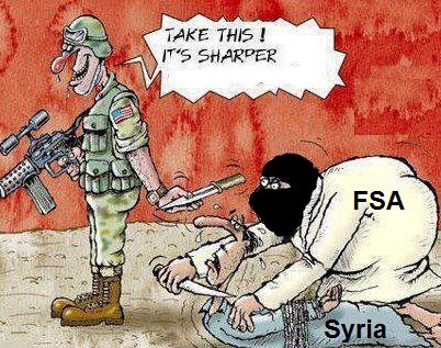 Photo of Cartoon- The best ways of massacre are taught to terrorists in Syria by US