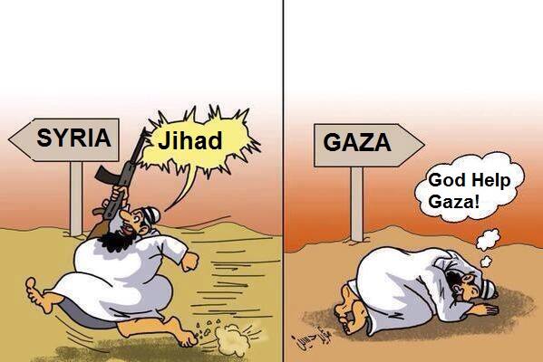 Photo of Cartoon-the difference between Syria and GAZA or the diference between Muslims and Americanized Muslims?