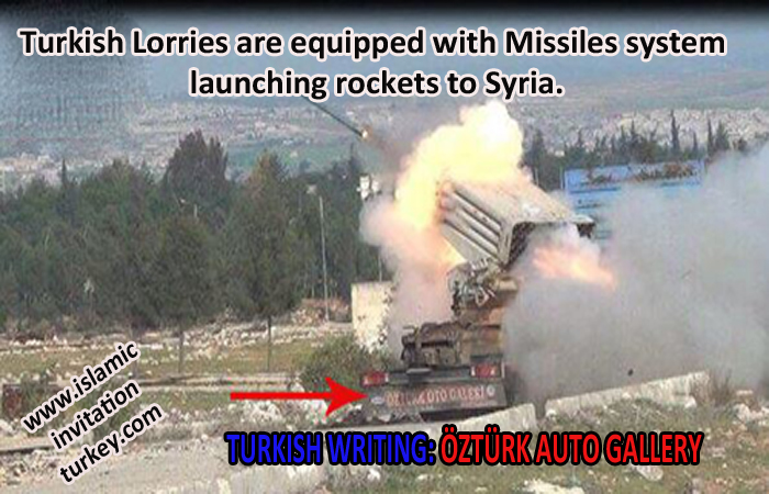 Photo of Turkish rocket launcher under Alqaeda flag bombards Syrian positions and surrounding villages of Kassab