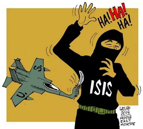 Photo of Caricature : ISIS and US warplane bombardment