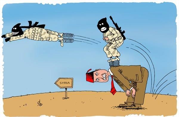 Photo of Caricature- Terrorists in Iraq and Syria enter via Turkish Soil