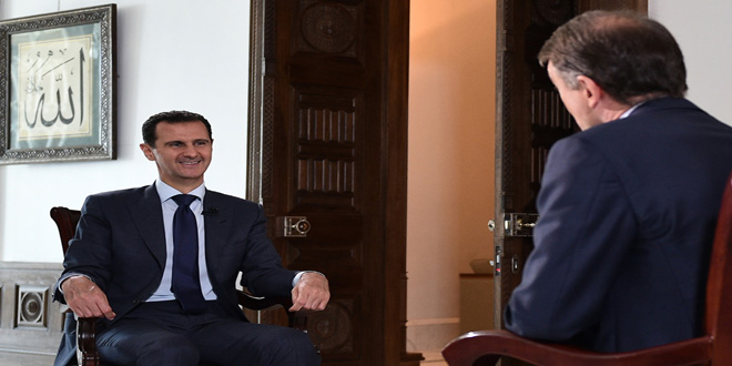 Photo of President al-Assad’s interview with NBC News