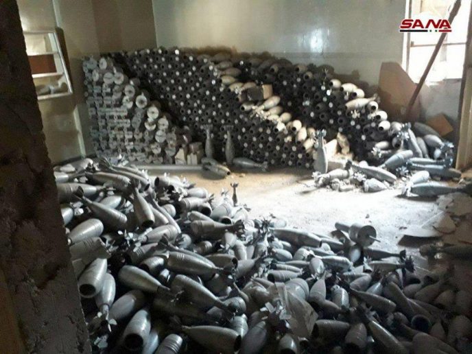Photo of PHOTOS: Syrian Army seizes hundreds of mortar shells at Jaysh al-Islam’s huge ammo factory in east Damascus