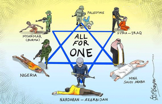 Photo of Caricature that best expresses zionism=terrorism equation..