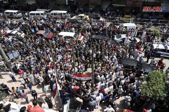 Photo of Photos- Syrian military raises flag over 3 southern Damascus towns