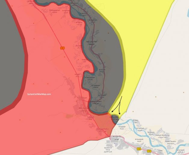 Photo of ISIS in Syria nearly cutoff from Iraqi border (map)