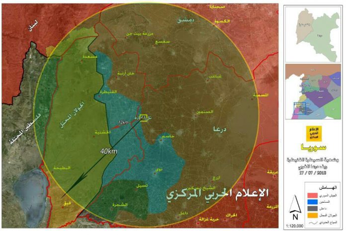 Photo of Map shows strategic importance of recently-captured Tall Harra in northwest Daraa